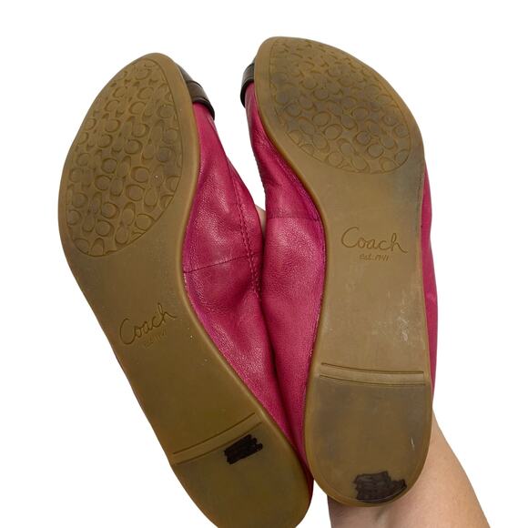 Coach Delphine Ballet Flats Womens 8.5 Slip On Buckle Pink Brown Leather - Picture 8 of 8